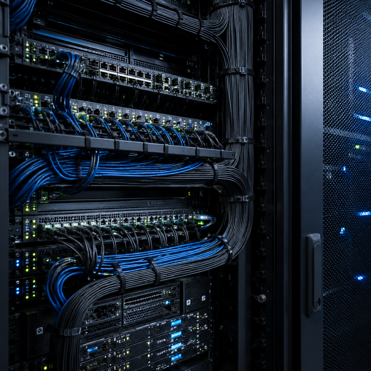 Server rack interior cabling
